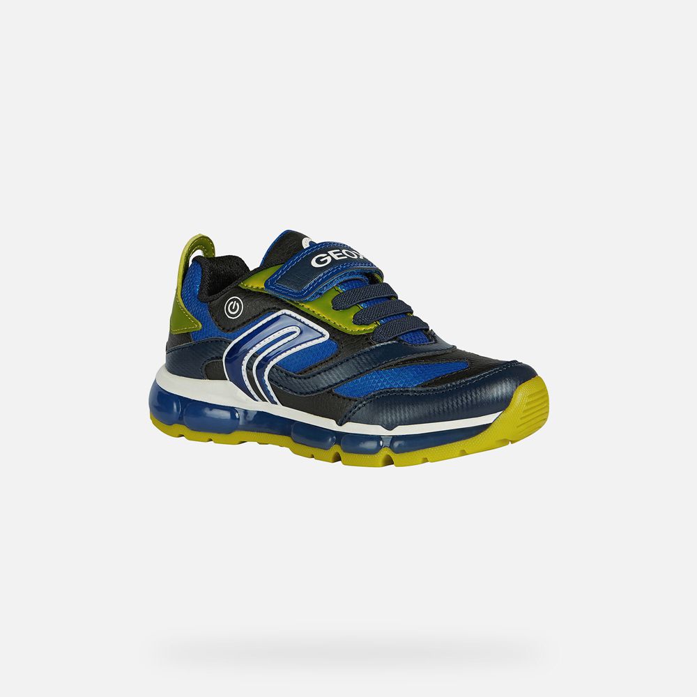 Tenis Geox Menino Azul Marinho/Verdes - Android - SBPXC5679